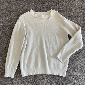 Cream Sweater With Neck Cutout Detail Size M